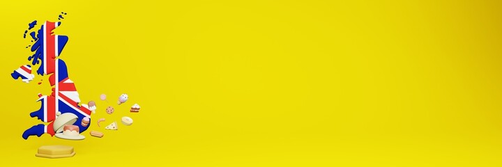 3d rendering of food consumption in England country for data display