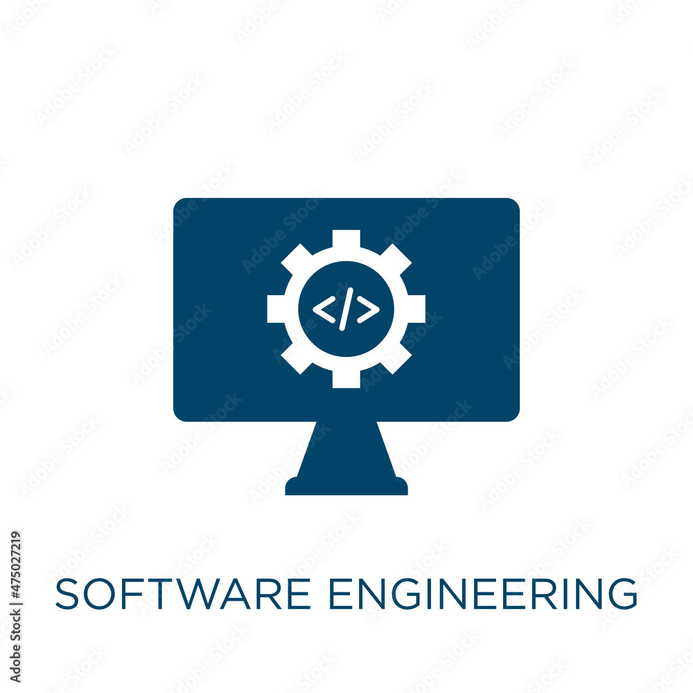 Poster software engineering vector icon. software filled flat symbol for mobile concept and web design. bla