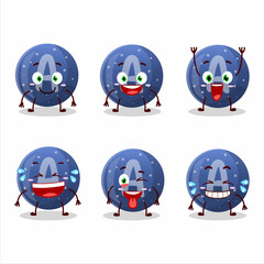 Cartoon character of blue gummy candy A with smile expression