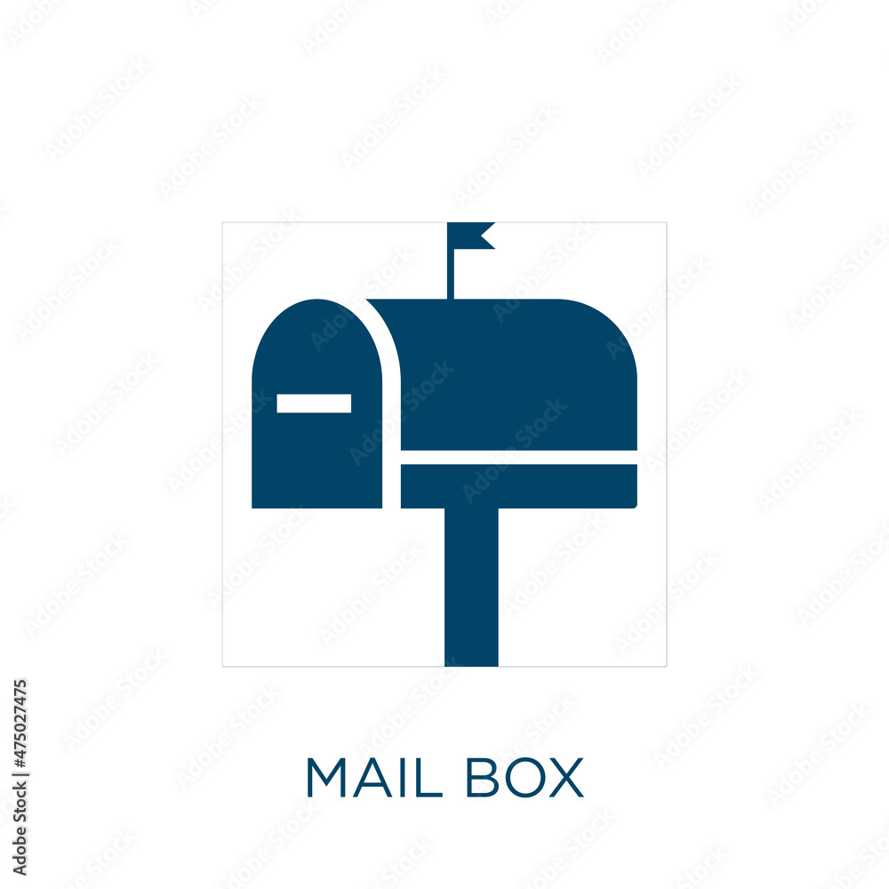 Poster mail box vector icon. mail filled flat symbol for mobile concept and web design. black box glyph ico