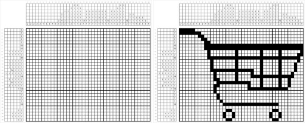 Fototapeta premium Shopping Cart Nonogram Pixel Art M_2112001