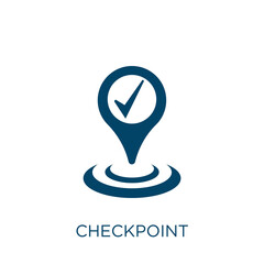 checkpoint vector icon. transportation filled flat symbol for mobile concept and web design. Black travel glyph icon. Isolated sign, logo illustration. Vector graphics. - obrazy, fototapety, plakaty