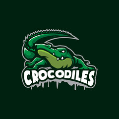 Crocodile mascot logo design vector with modern illustration concept style for badge, emblem and t shirt printing. Angry crocodile illustration for sport and esport team.