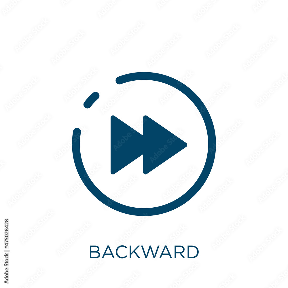 Poster backward vector icon. arrow filled flat symbol for mobile concept and web design. black button glyph