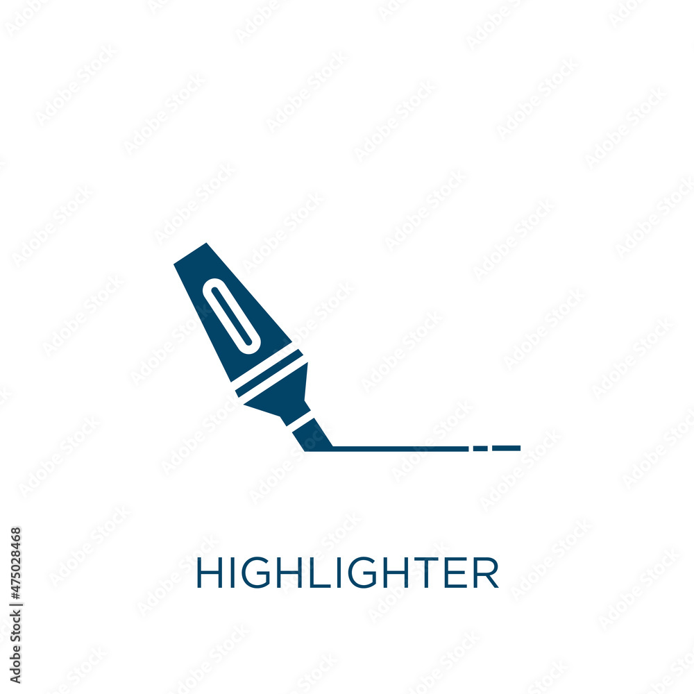 Poster highlighter vector icon. highlight filled flat symbol for mobile concept and web design. black textu