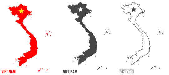 VietNam Map Black and Red | Territorial Borders | Vietnam | Transparent Isolation | Variations