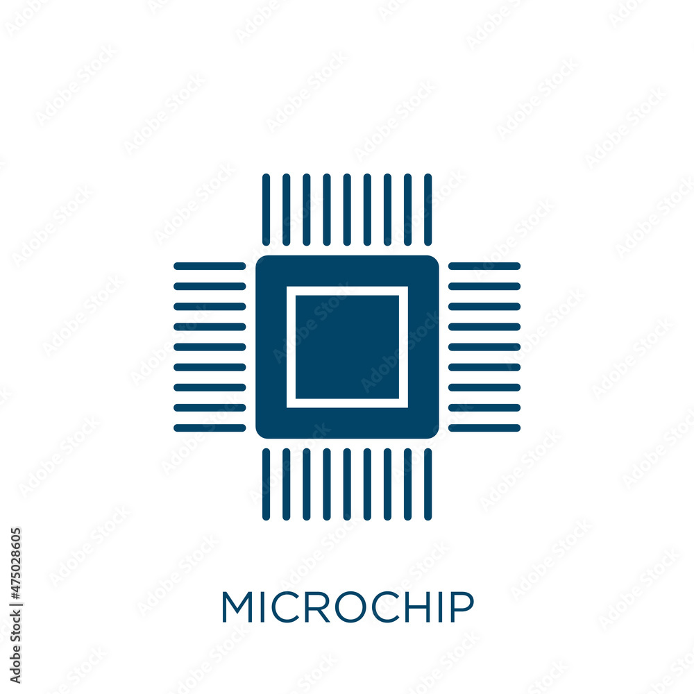 Poster microchip vector icon. computer filled flat symbol for mobile concept and web design. black digital 