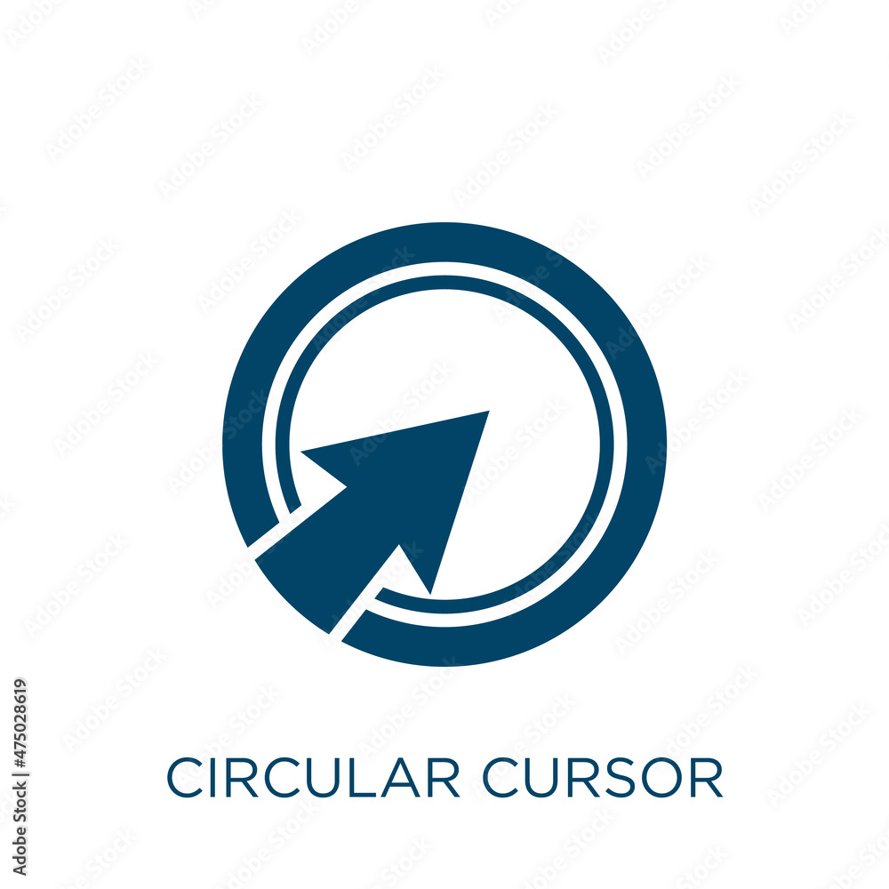 Poster circular cursor vector icon. arrow filled flat symbol for mobile concept and web design. black circu