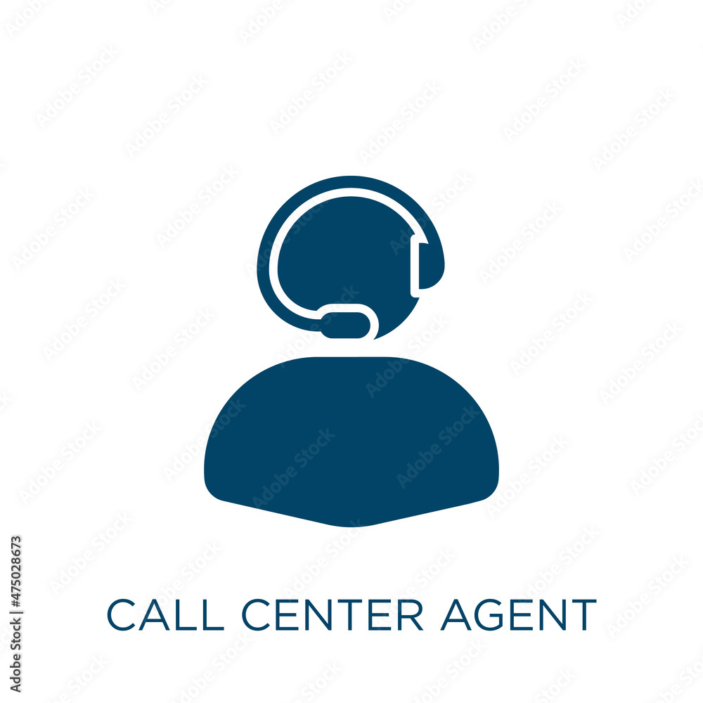 Poster call center agent vector icon. agent filled flat symbol for mobile concept and web design. black con