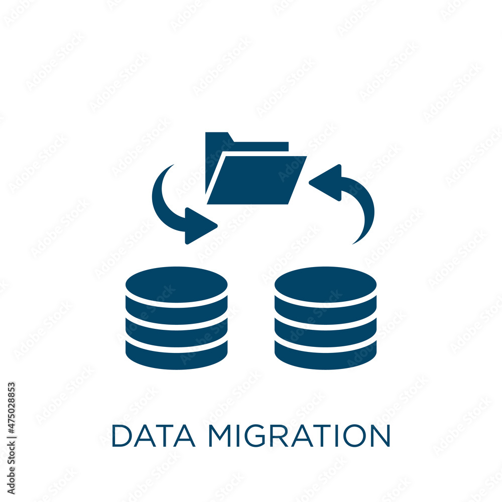 Poster data migration vector icon. data filled flat symbol for mobile concept and web design. black technol