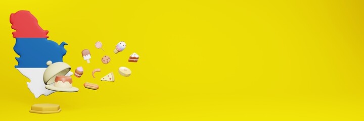 3d rendering of food consumption in Serbia country for data display