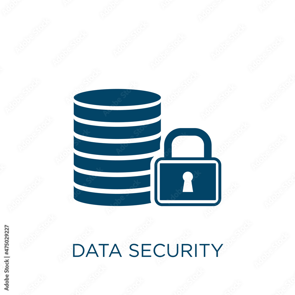 Poster data security vector icon. data filled flat symbol for mobile concept and web design. black safety g