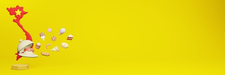 3d rendering of food consumption in Vietnam country for data display