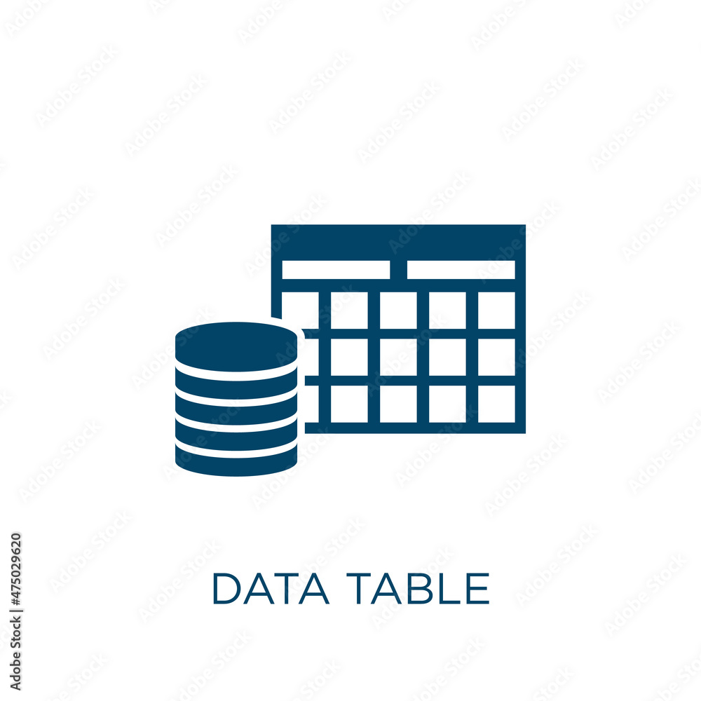 Poster data table vector icon. data filled flat symbol for mobile concept and web design. black table glyph