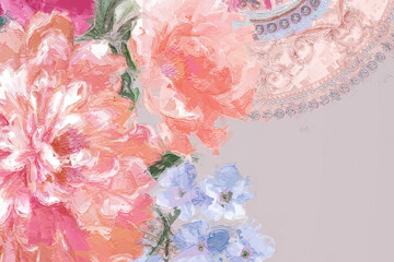 Beautiful watercolor rose flower and bouquet illustration