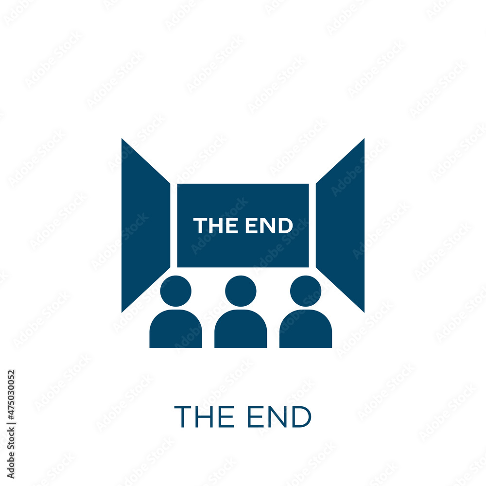 Aufkleber the end vector icon. interface filled flat symbol for mobile concept and web design. black end glyph