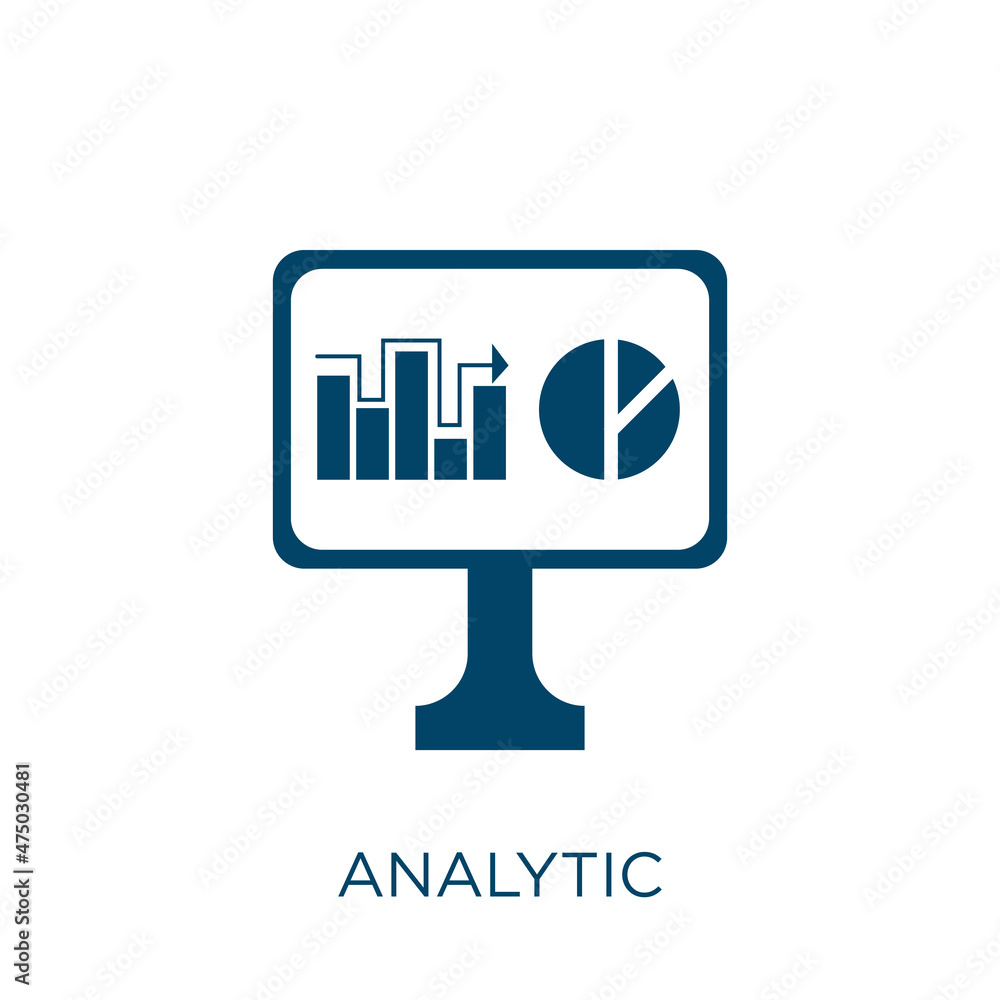 Poster analytic vector icon. analytics filled flat symbol for mobile concept and web design. black business