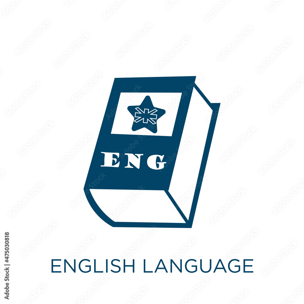 Poster english language vector icon. language filled flat symbol for mobile concept and web design. black e