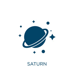 saturn vector icon. space filled flat symbol for mobile concept and web design. Black planet glyph icon. Isolated sign, logo illustration. Vector graphics. © IconArt