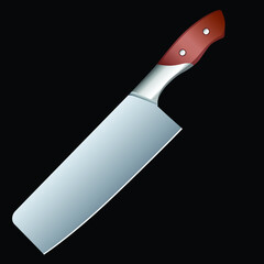 Large sharp cleaver knife isolated on black background, Vector illustration, chef knives, Cutlery icon set