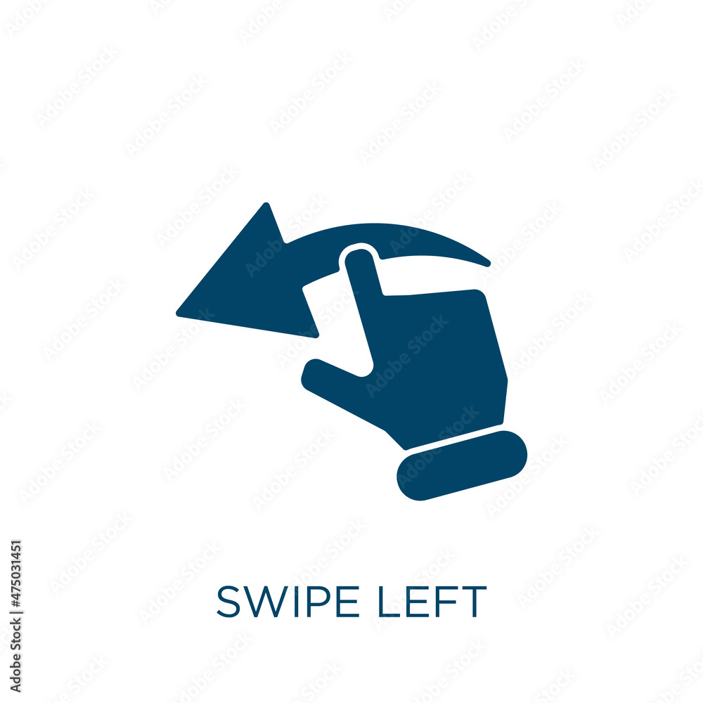 Poster swipe left vector icon. screen filled flat symbol for mobile concept and web design. black touch gly