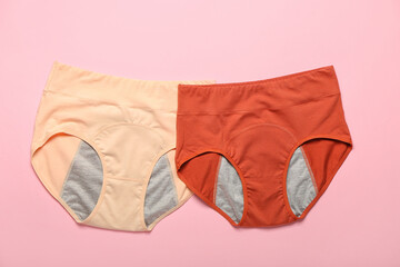 Period panties on pink background
