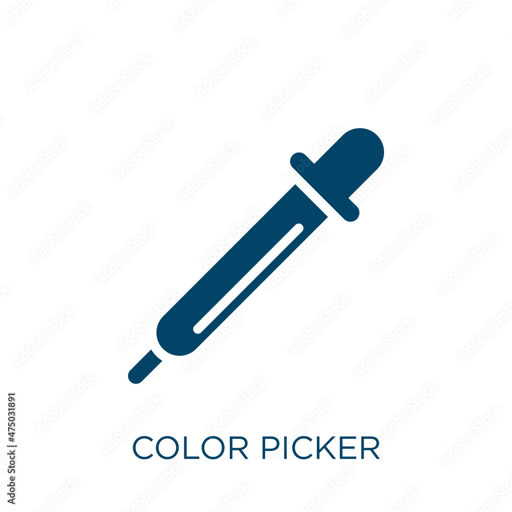 Poster color picker vector icon. picker filled flat symbol for mobile concept and web design. black paint g