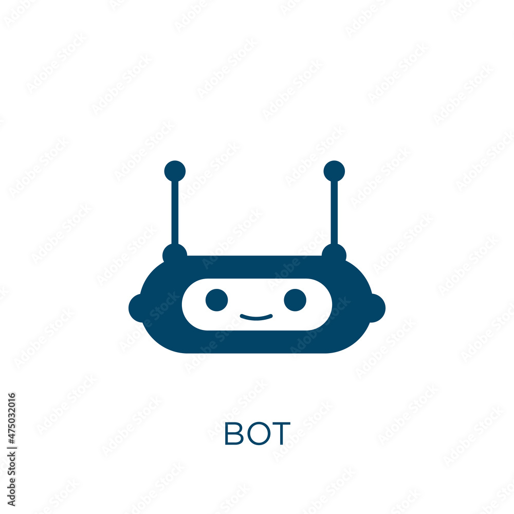 Poster bot vector icon. robot filled flat symbol for mobile concept and web design. black technology glyph 