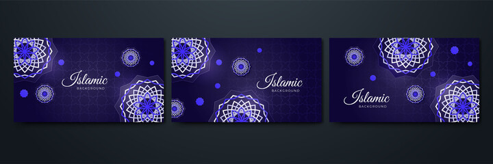 Mandala Flat flower Blue pattern Islamic design background. Islamic Background design for Ramadan Kareem