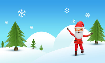 santa claus and christmas tree , 3d rendering
