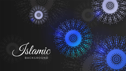 Ornamental Firework Blue pattern Islamic design background. Islamic Background design for Ramadan Kareem