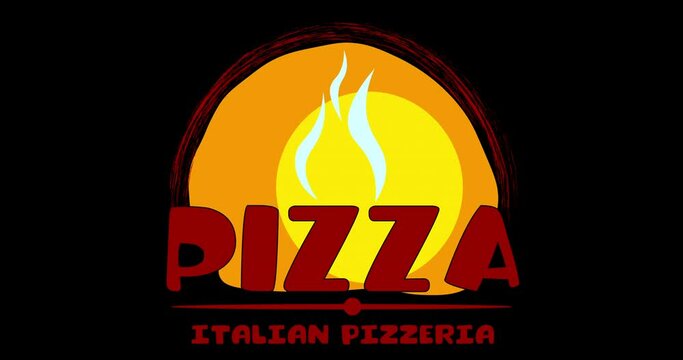 animated lettering logo of Italian pizzeria or pizza with glow