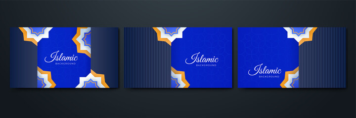 Ornamental Mandala blue orange pattern Islamic design background. Islamic Background design for Ramadan Kareem