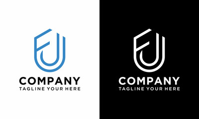 Design Logo FU, FUJ Letter Monogram Modern Line Shape