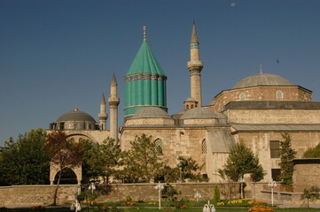 Fototapeta na wymiar The mosque where the tomb of Mevlana Celalettin Rumi is located, Konya, Turkey. 