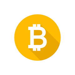 Bitcoin flat vector button icon