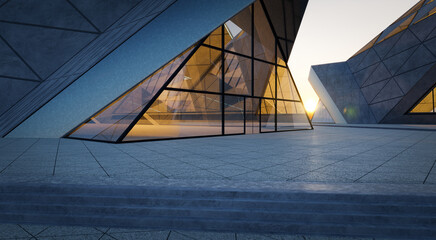 Contemporary triangle shape design modern Architecture building exterior