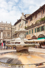 The Fontana Madonna Verona on Piazza Erbe square in Verona, Italy
