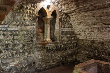 The basement with the tomb of Juliet in the place called Juliet Tomb - Tomba di Giulietta in Verona...