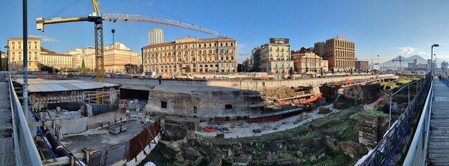 Napoli – Panoramica del cantiere della nuova metro in Piazza Municipio