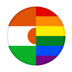 round icon with niger and rainbow flags. vector illustration isolated on white background