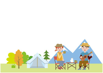 キャンプ　レジャー　カップル