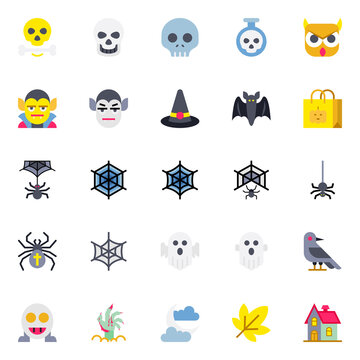 Flat color icons for halloween.