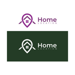 Home location logo with line art. pins, maps, locations, houses, houses, icons, buildings Premium Vector.