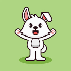 Rabbit Welcome Pose Mascot Illustration