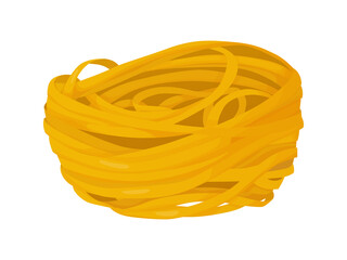 Cartoon pasta spaghetti. Italian cuisine. Fettuccini pasta illustration of long pasta.