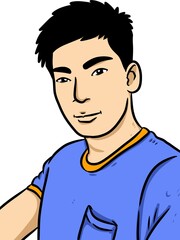 cute man cartoon on white background