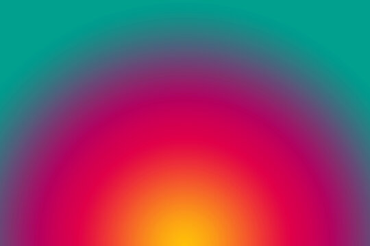 Abstract gradient multi-color semicircle on teal background