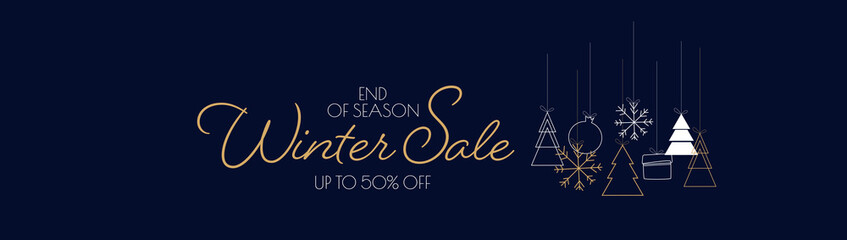 Obraz premium Winter sale banner. Modern minimal design for Sales. Flat vector illustration. 
