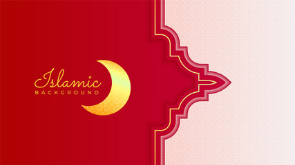 Islamic Background design for Ramadan Kareem. Ornamental arabic red pattern Islamic design background